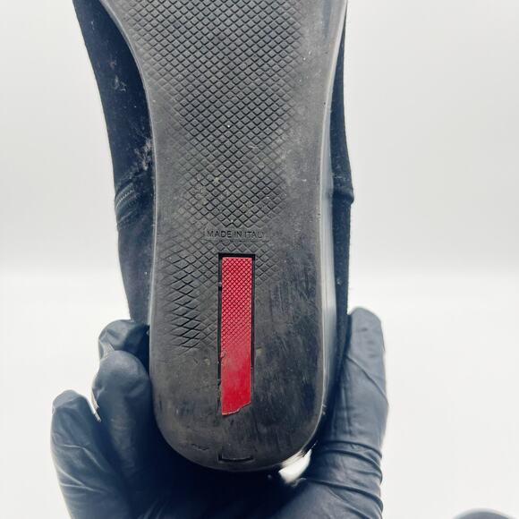 Prada Suede Chelsea Boots Zipper Leather Size 40 Black - Picture 9 of 10